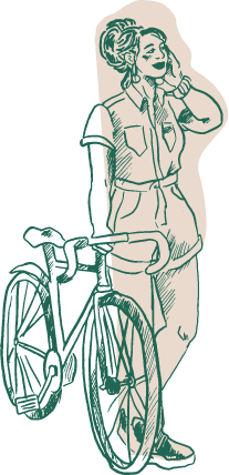Illustration d'une femme en vélo